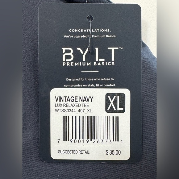 Bylt Basics Women’s LUX Relaxed Tee Shirt Vintage Navy Color Size XL  NWT - Picture 4 of 10